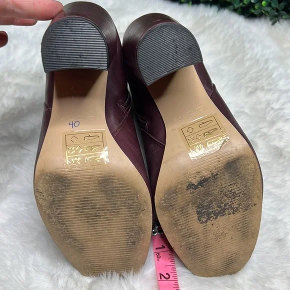 Aldo Leather Ankle Booties Size Eur 6.5 wine color block heel - Picture 13 of 13